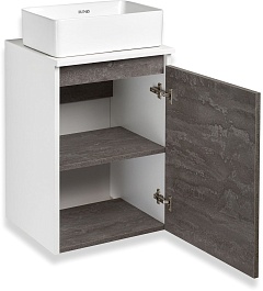 Runo Тумба с раковиной Бари 40 R Duo подвесная железный камень/белая – фотография-3